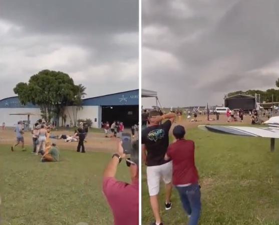 跳傘員猛撞人群,有人倒地。(互聯網)