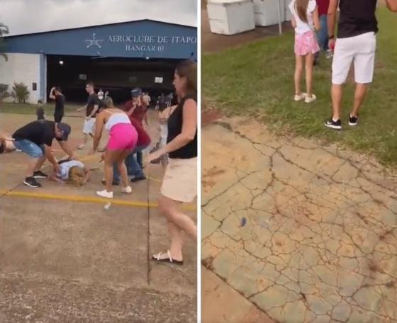 有人被撞倒地,旁人上前協助。(互聯網)