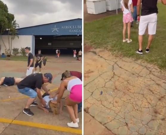 有人被撞倒地,旁人上前協助。(互聯網)