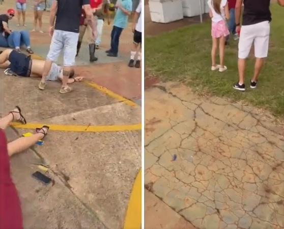 有人被撞倒地,傷勢未明。(互聯網)