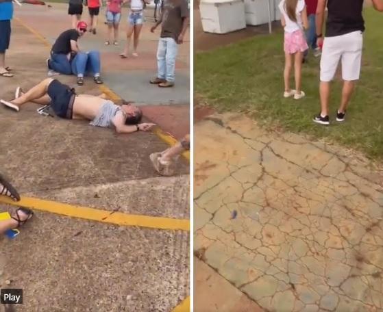 有人被撞倒地,傷勢未明。(互聯網)