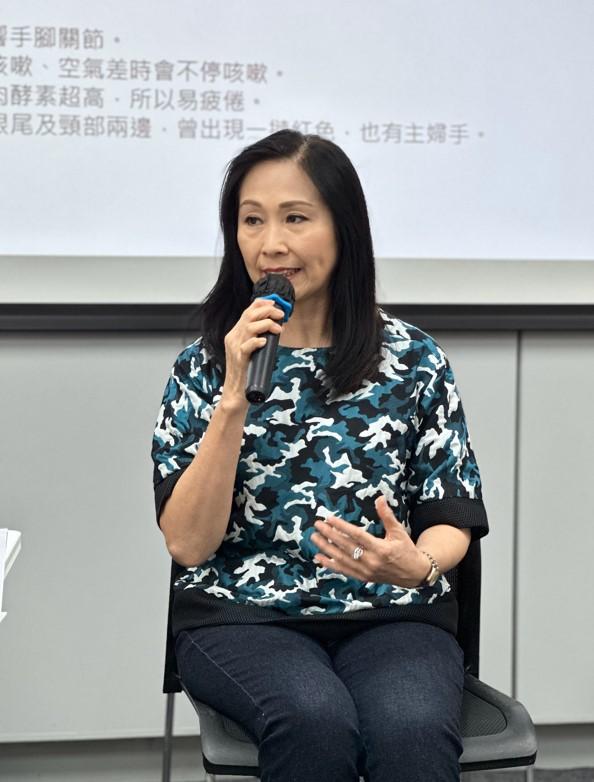 吳香倫出席香港風濕病基金會舉辦之傳媒採訪活動,分享患病經歷。