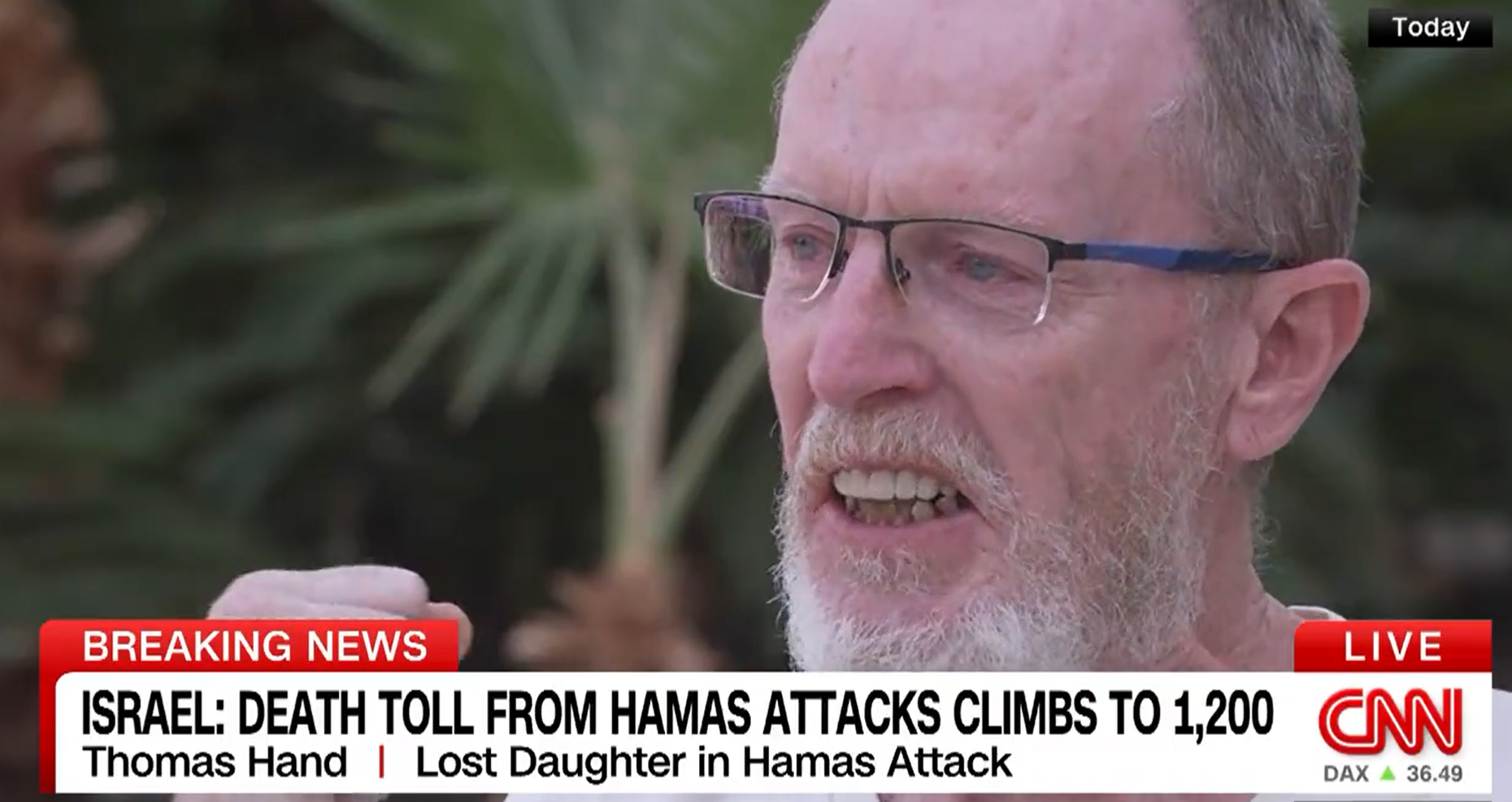 以巴衝突|Thomas憶述收到女兒死訊時,激動叫「好」。(互聯網)