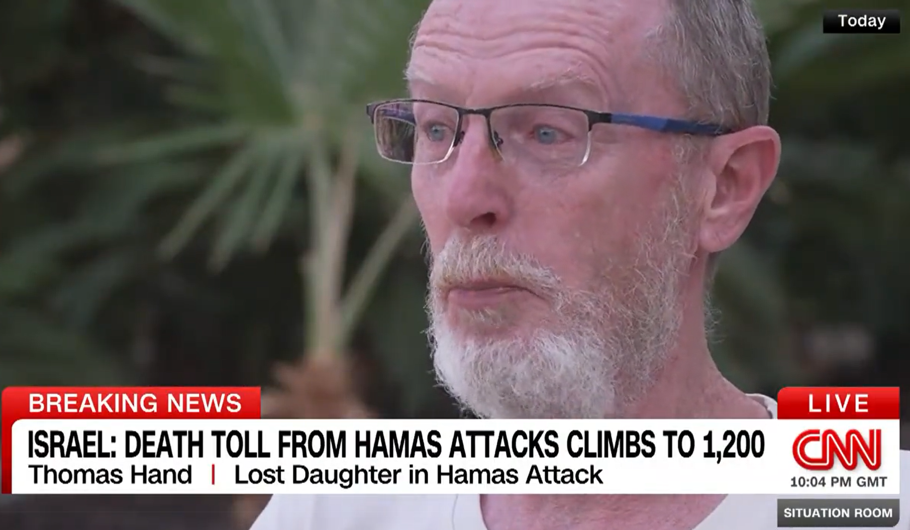 以巴衝突|Thomas憶述收到女兒死訊時,肝腸寸斷。(互聯網)