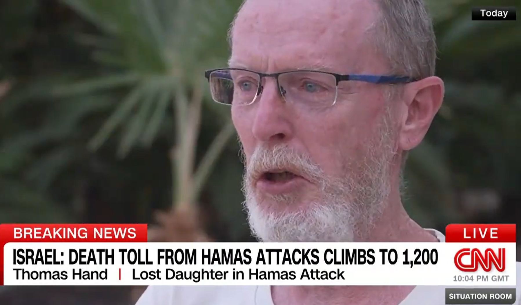 以巴衝突|Thomas憶述收到女兒死訊時,肝腸寸斷。(互聯網)