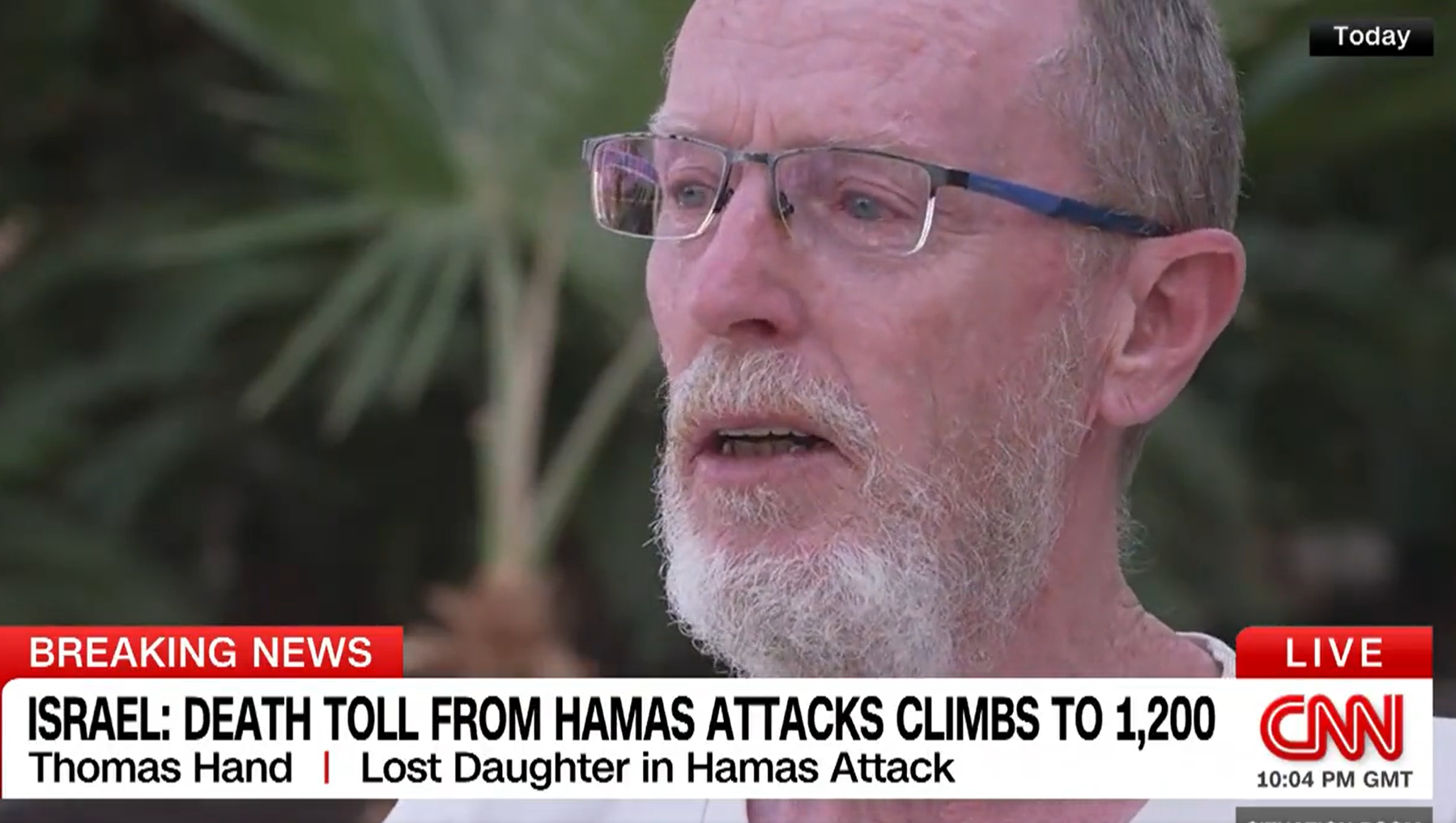 以巴衝突|Thomas憶述收到女兒死訊時,肝腸寸斷。(互聯網)