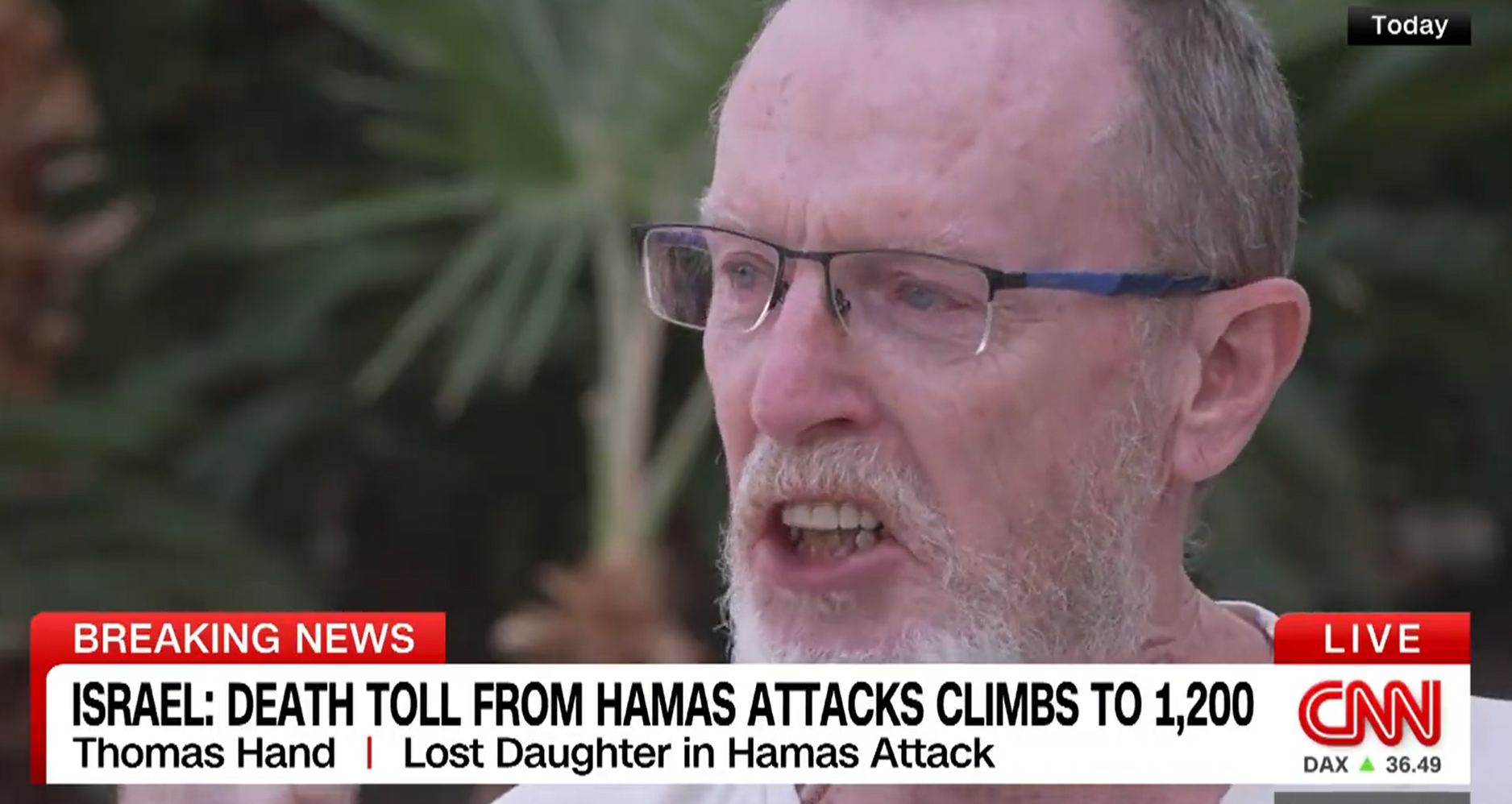 以巴衝突|Thomas憶述收到女兒死訊時,肝腸寸斷。(互聯網)