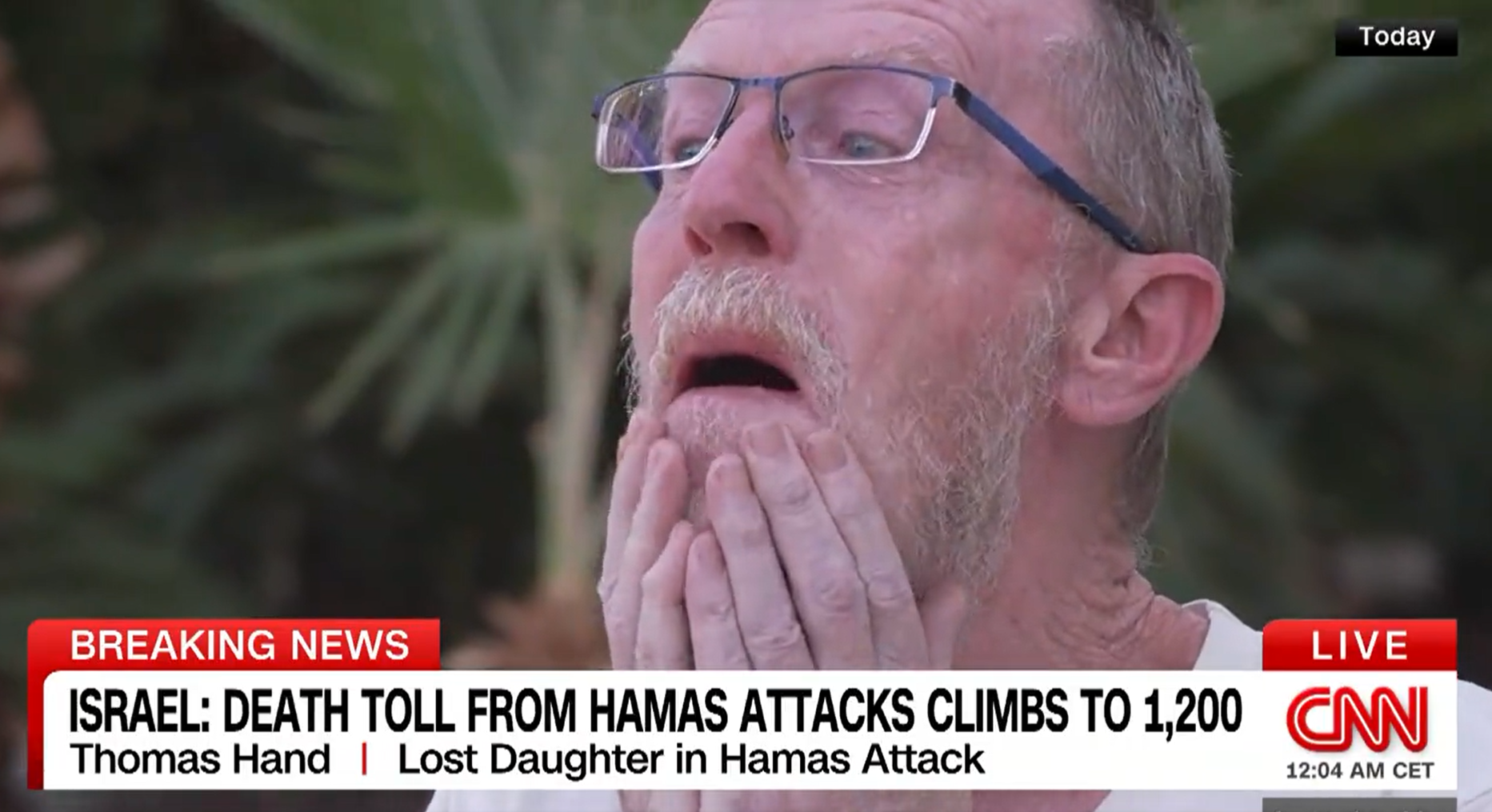 以巴衝突|Thomas憶述收到女兒死訊時,肝腸寸斷。(互聯網)