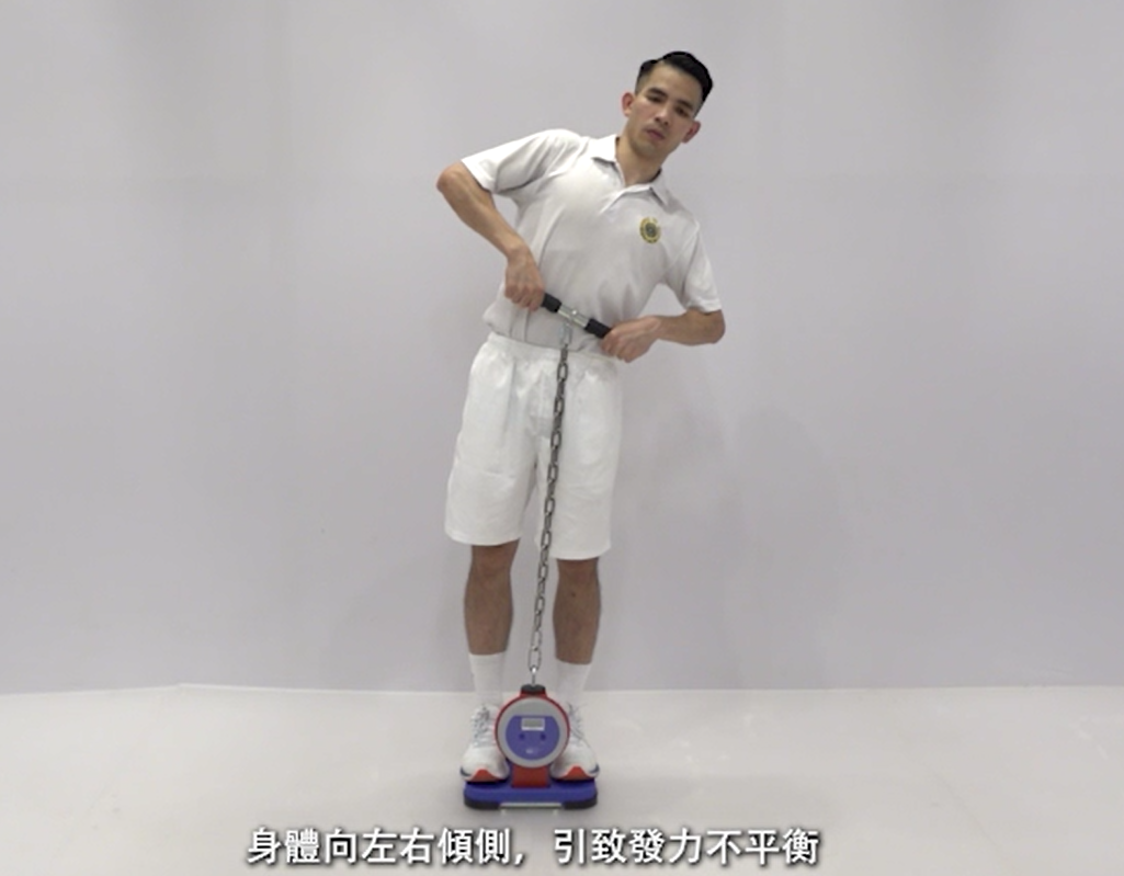 二級懲教助理體能/靜態肌力測試|錯誤姿勢示範(懲教署網站截圖)