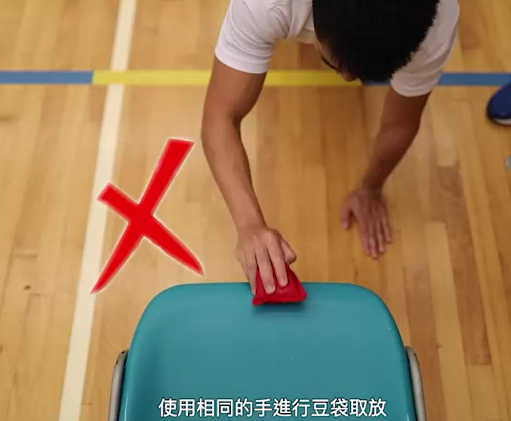 二級懲教助理體能測驗|俯撐取放錯誤動作示範。(懲教署網站截圖)