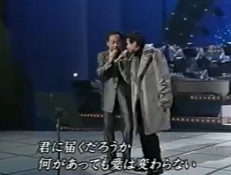 谷村新司曾與張國榮及張學友等香港歌手同台演唱(網上截圖)