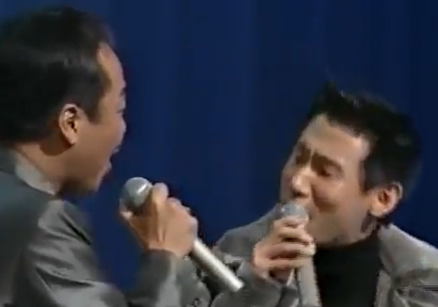 谷村新司曾與張國榮及張學友等香港歌手同台演唱(網上截圖)