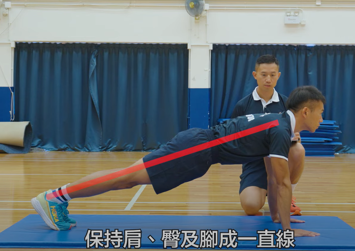 警察體能測試|掌上壓男、女子正確及錯誤示範動作(香港警務處)