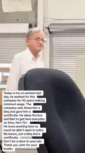 要在一間公司工作超過40年已經是一件十分難得的事,而要在40年間從未請假缺席則更是難上加難。(圖片來源:X@HotSpotHotSpot)