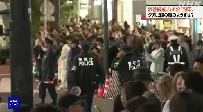 當局加派警力於今個周末在澀谷疏導人潮。(互聯網)