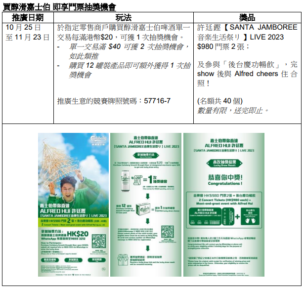 買醇滑嘉士伯 即享門票抽獎機會
