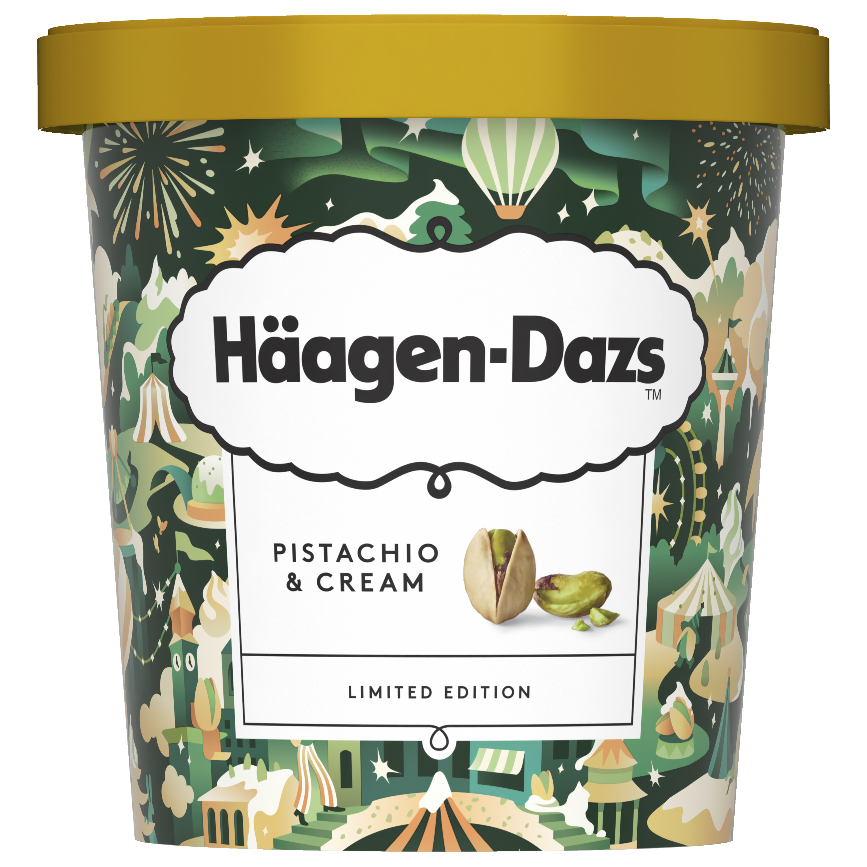 開心果雪糕 濃濃的開心果香氣糅合幼滑雪糕, 隨之拌入香濃而不膩的開心果醬, 帶出獨特的馥郁滋味, 配搭充滿香味的開心果粒與果仁粒, 令口感層次更加豐富。