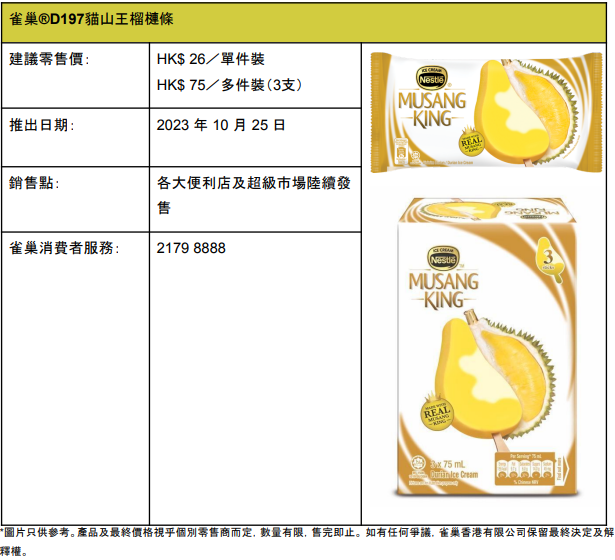 雀巢®️D197貓山王榴槤條