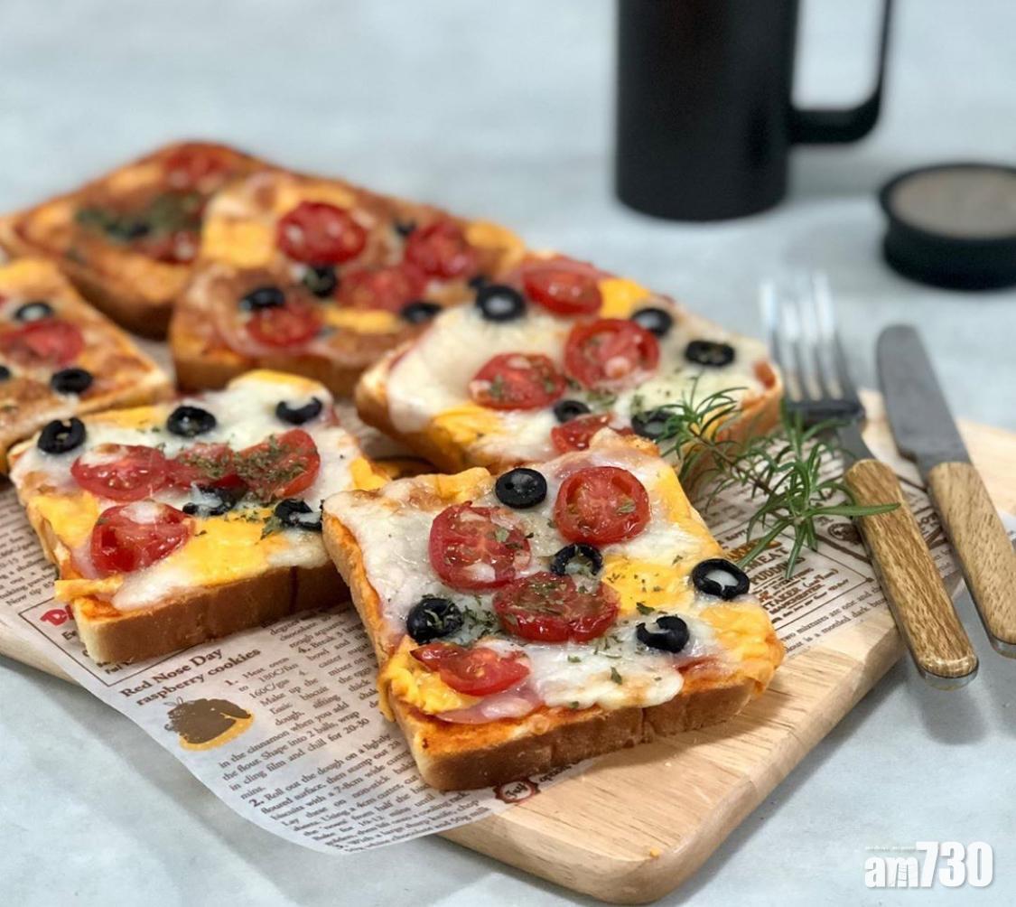 麵包食譜|Pizza多士上面的配料可以按喜好選擇。(instagram@a__spoon)