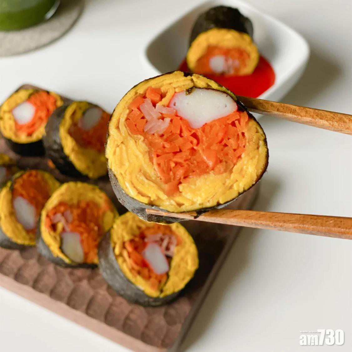 雞蛋食譜|低碳低脂 蟹柳紫菜包「蛋」雞蛋配上蔬菜,健康又好吃。