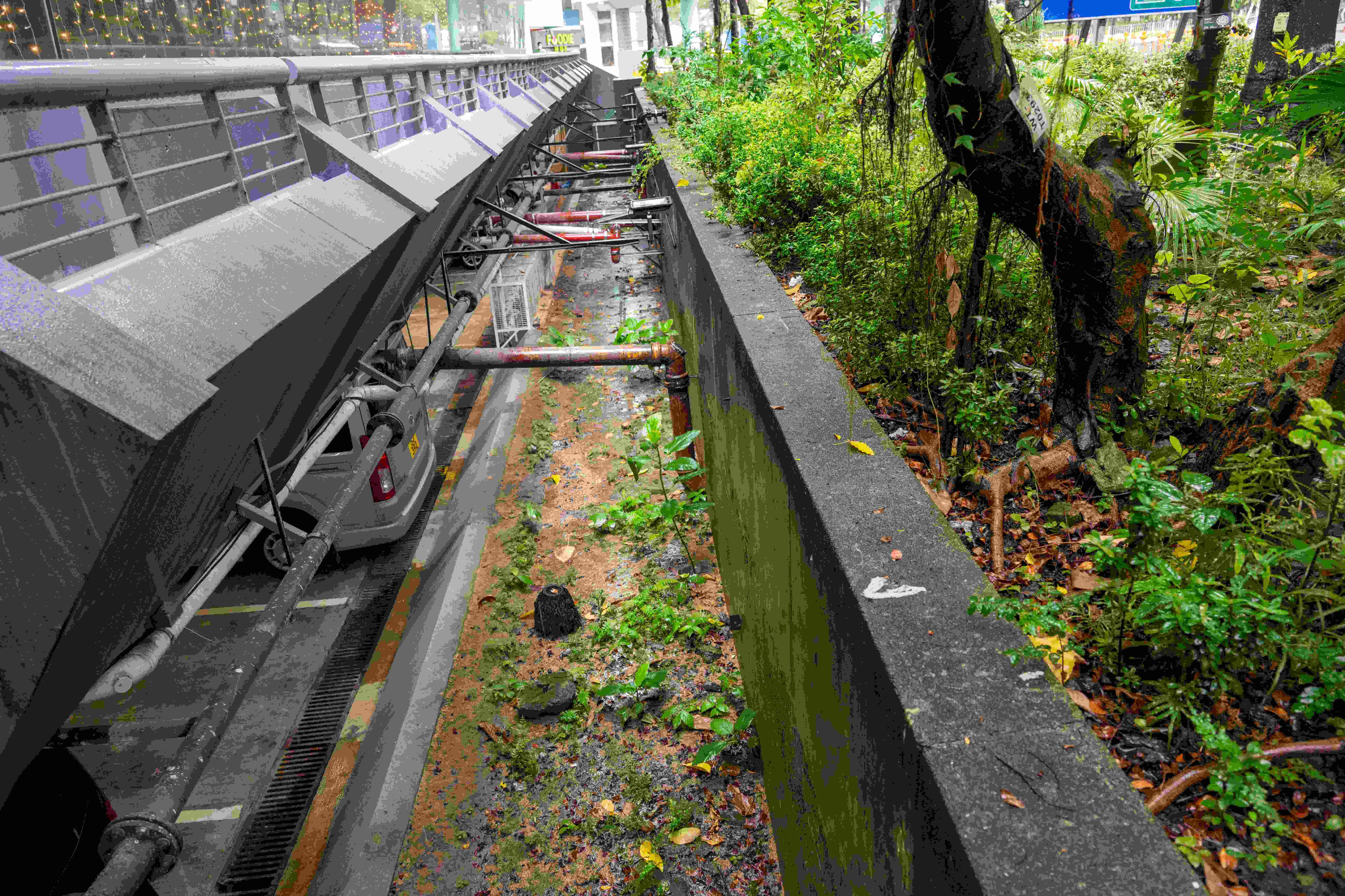 柴灣 颱風小犬襲港柴灣環翠停車場裝上擋水板及沙包 颱風 小犬