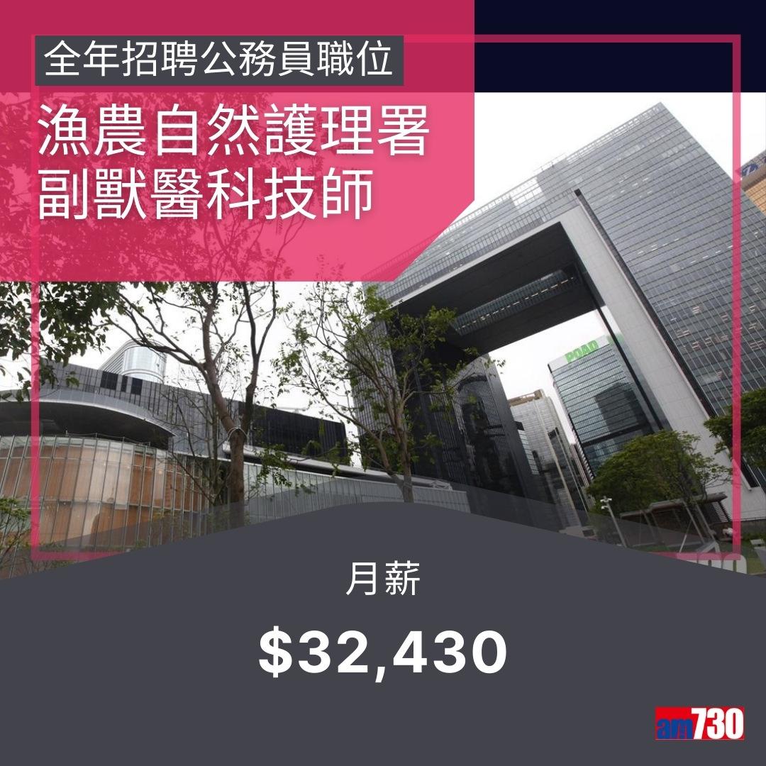 政府工|公務員13職位全年招聘,月薪$14,735~$75,585(am730製圖)