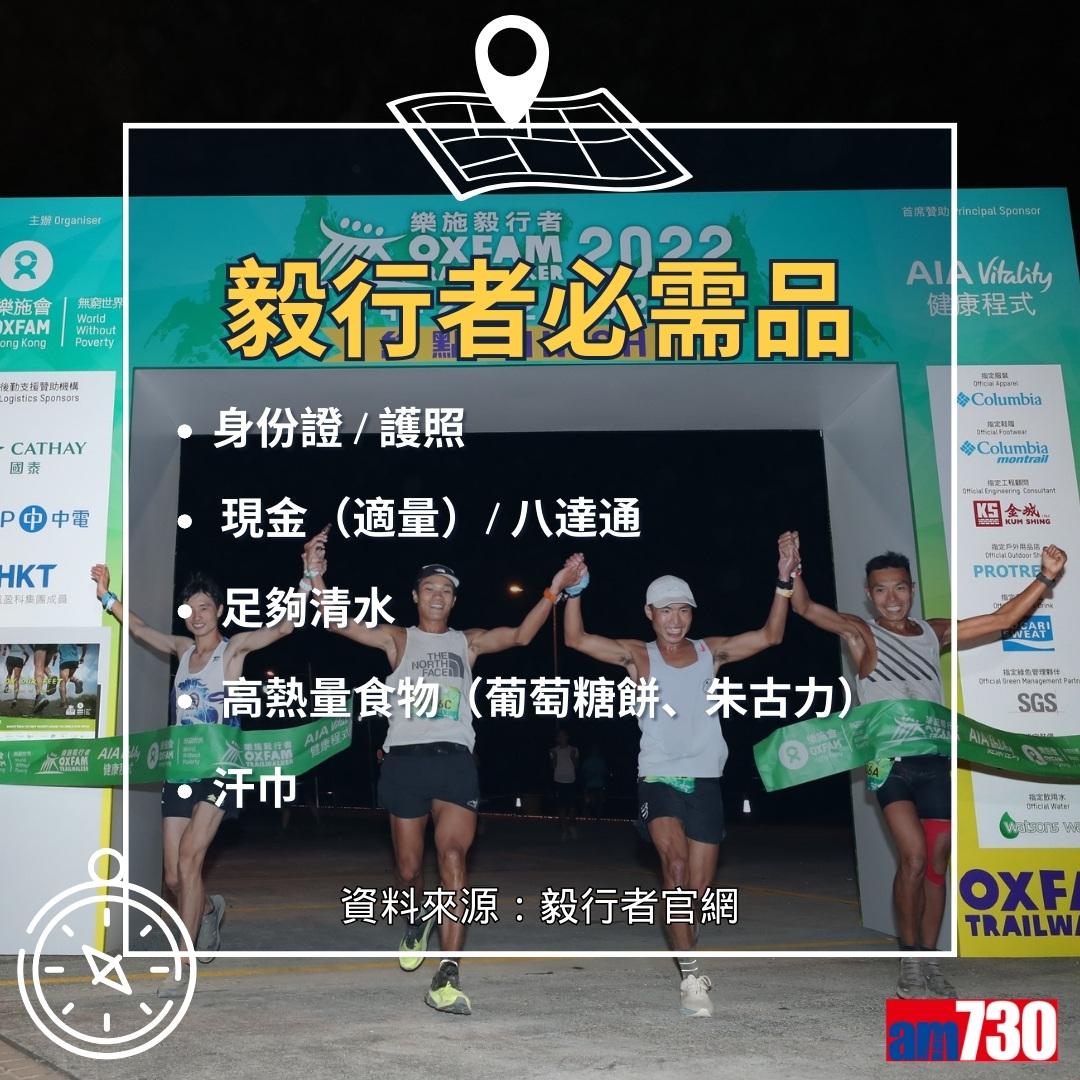 毅行者裝備(資料來源︰毅行者官網)