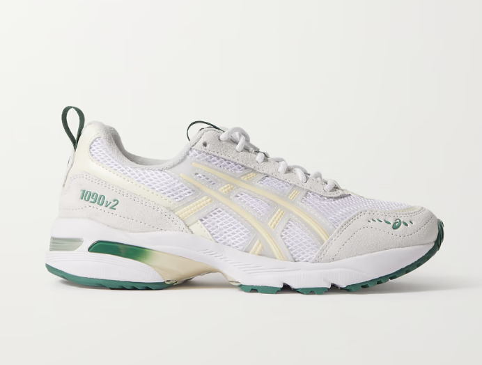 雙11優惠|ASICS GEL-1090V2 faux leather and suede-trimmed mesh sneakers