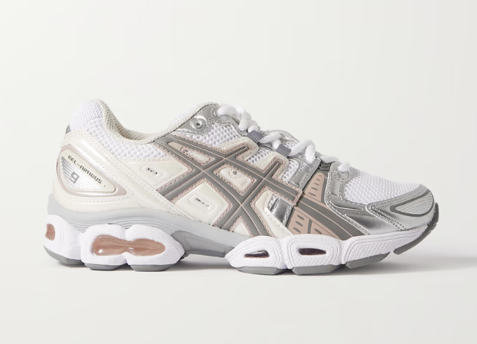 雙11優惠|ASICS Ub5-S Gel-Nimbus 9 faux leather-trimmed mesh sneakers