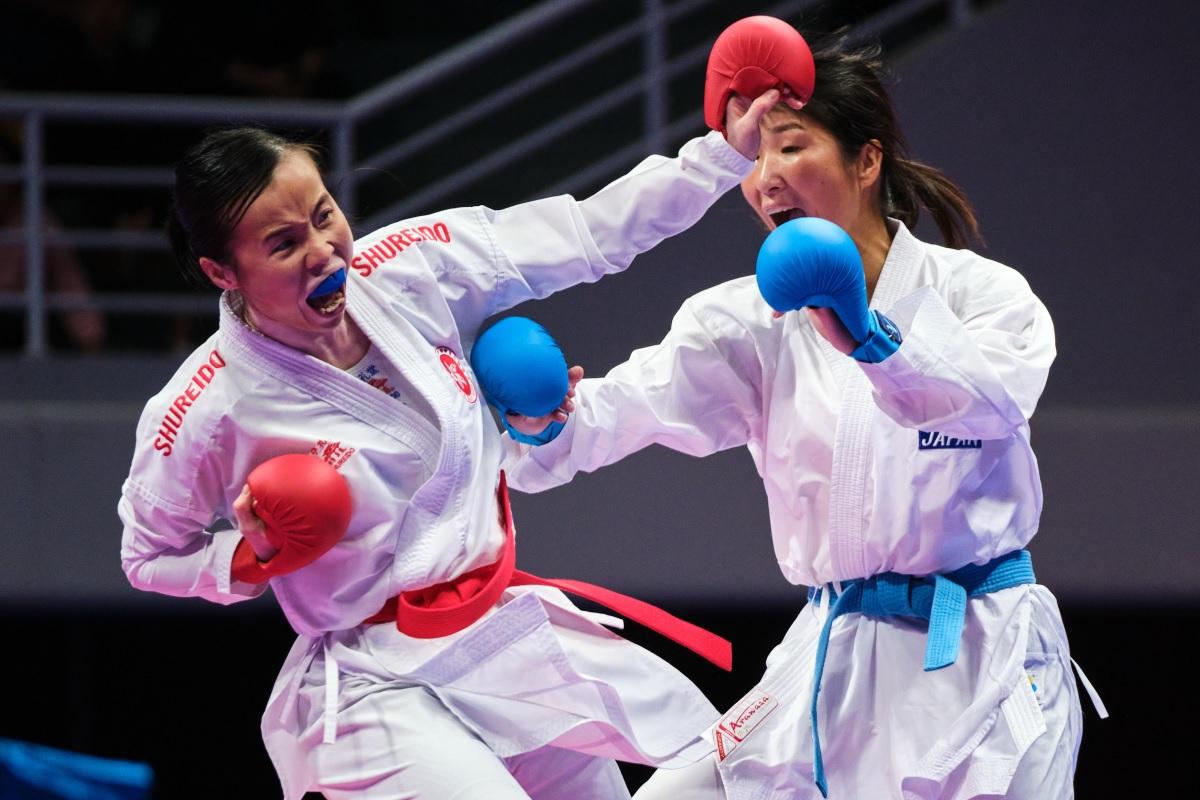 曾綺婷在「女子組手—50公斤級復活賽」不敵對手,未能晉身銅牌戰。(港協暨奧委會提供)