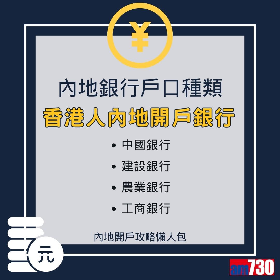 香港人開內地/大陸銀行戶口懶人包(am730製圖)