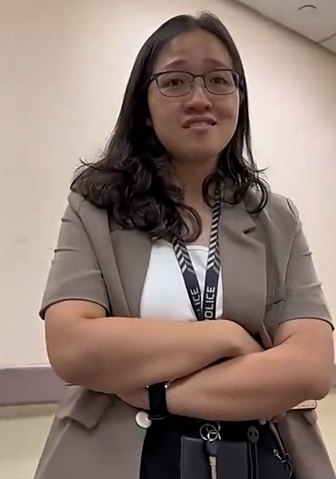 一名女警員接獲報案後到醫院錄口供,但被告拒絕配合(影片截圖)