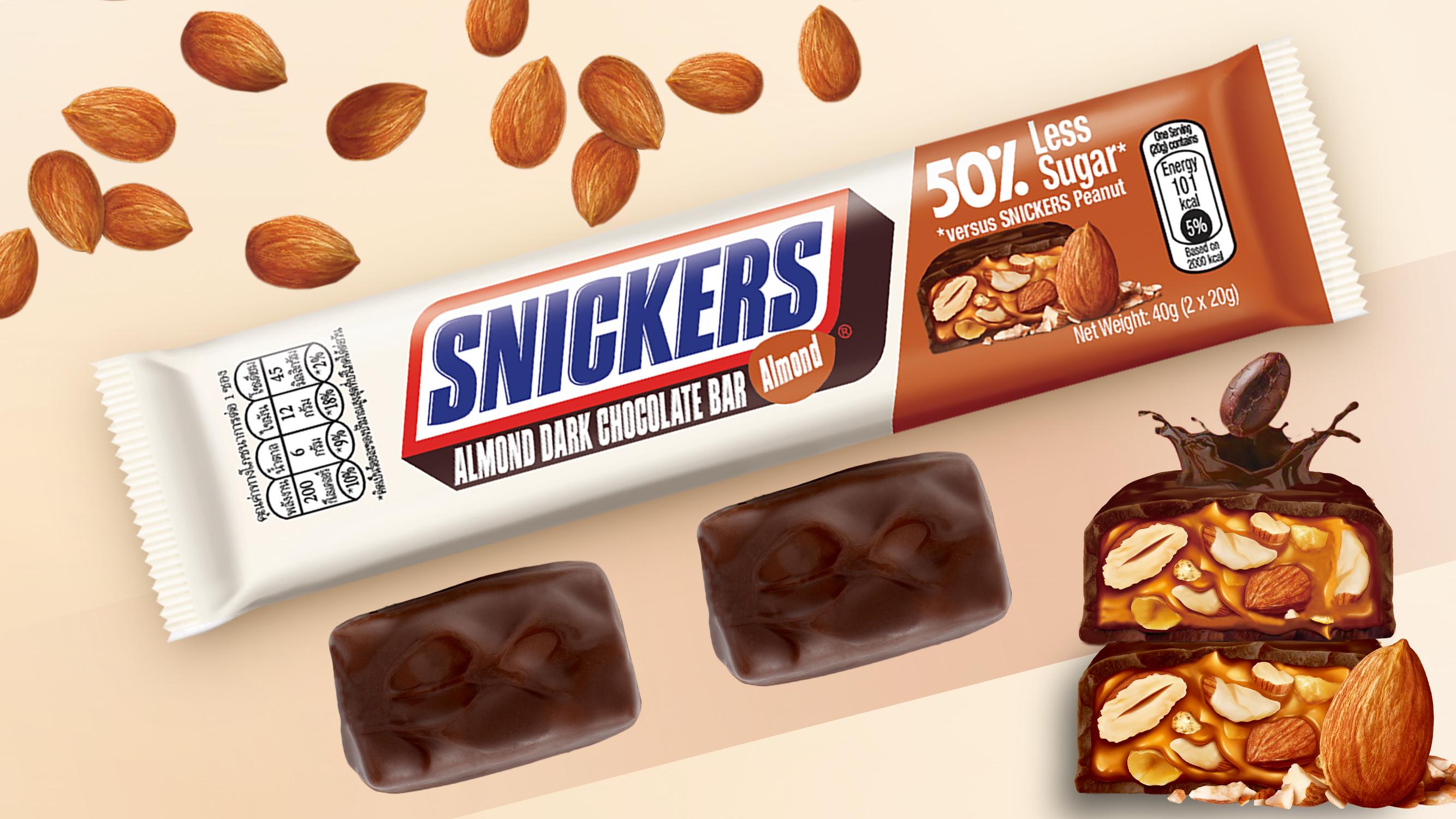 Snickers全新杏仁半糖士力架黑朱古力棒