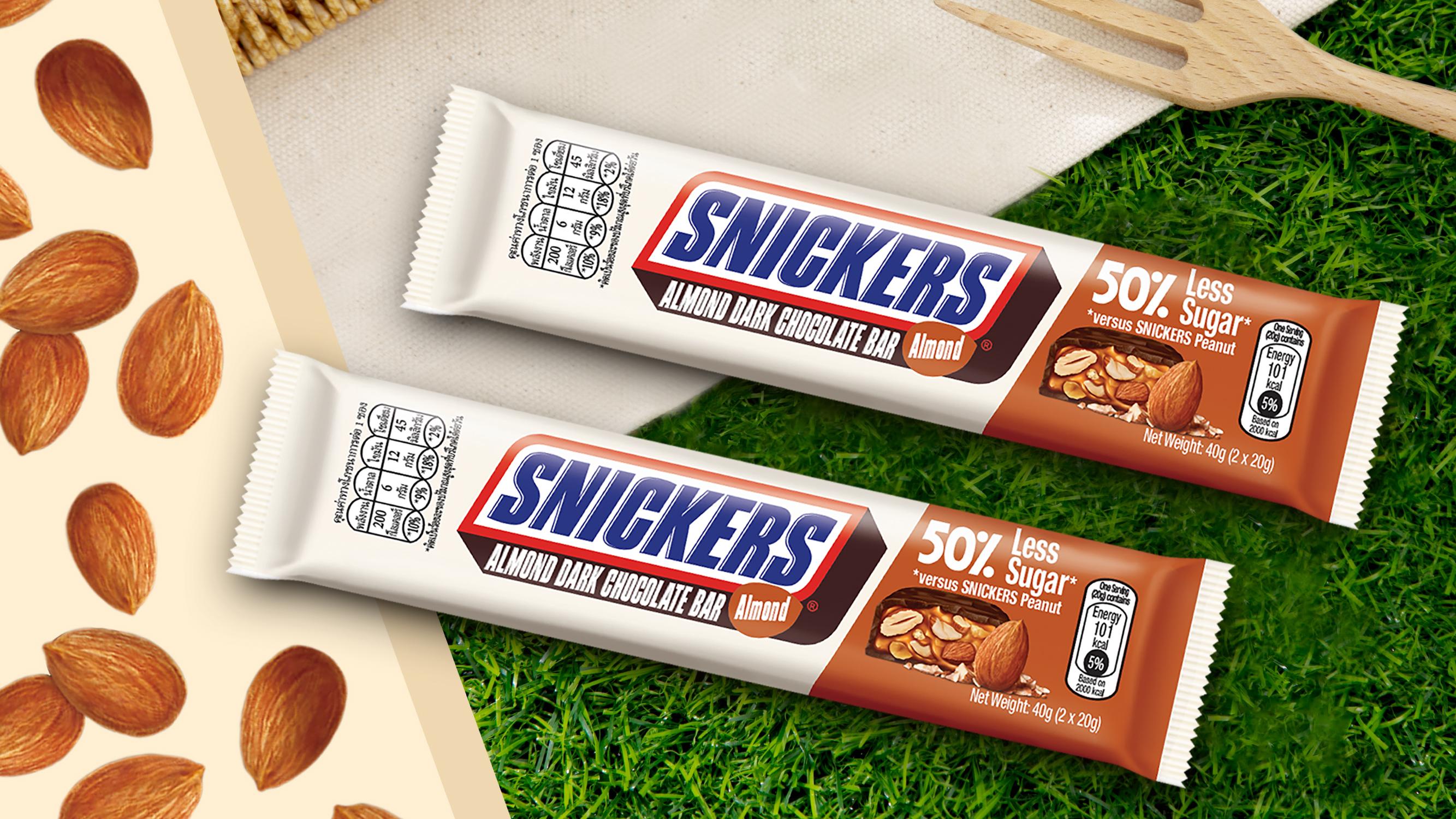 Snickers全新杏仁半糖士力架黑朱古力棒