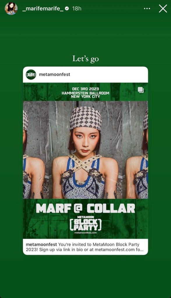 Marf在IG的限時動態喜奮宣告喜訊,寫道:「Let‘s go」