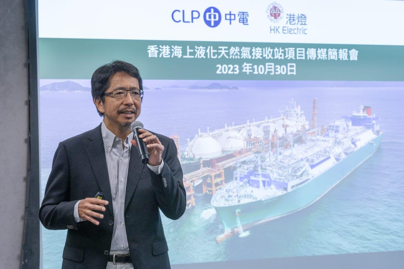 兩電海上液化天然氣接收站投入運作,接收首批按長期供應協議供港液化天然氣。(蘇文傑攝)