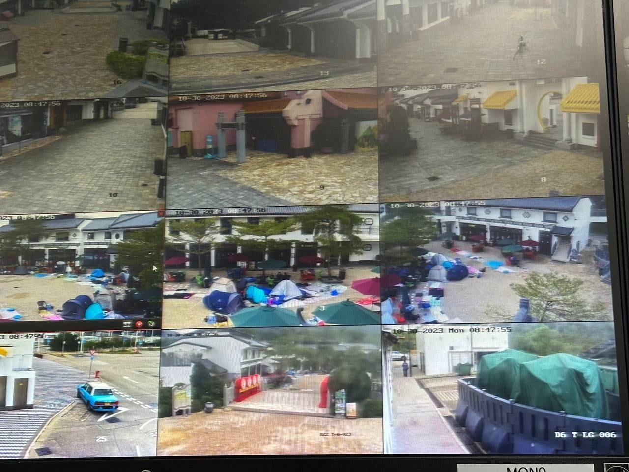 網上流傳一張疑似昂坪市集閉路電視截圖,可見星期一唔少帳蓬相信是MIRROR fans於昂坪紮營(網上圖片)