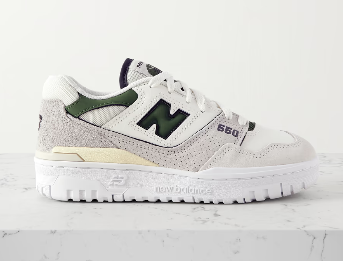 雙11優惠|NEW BALANCE 550 suede-trimmed leather and mesh sneakers