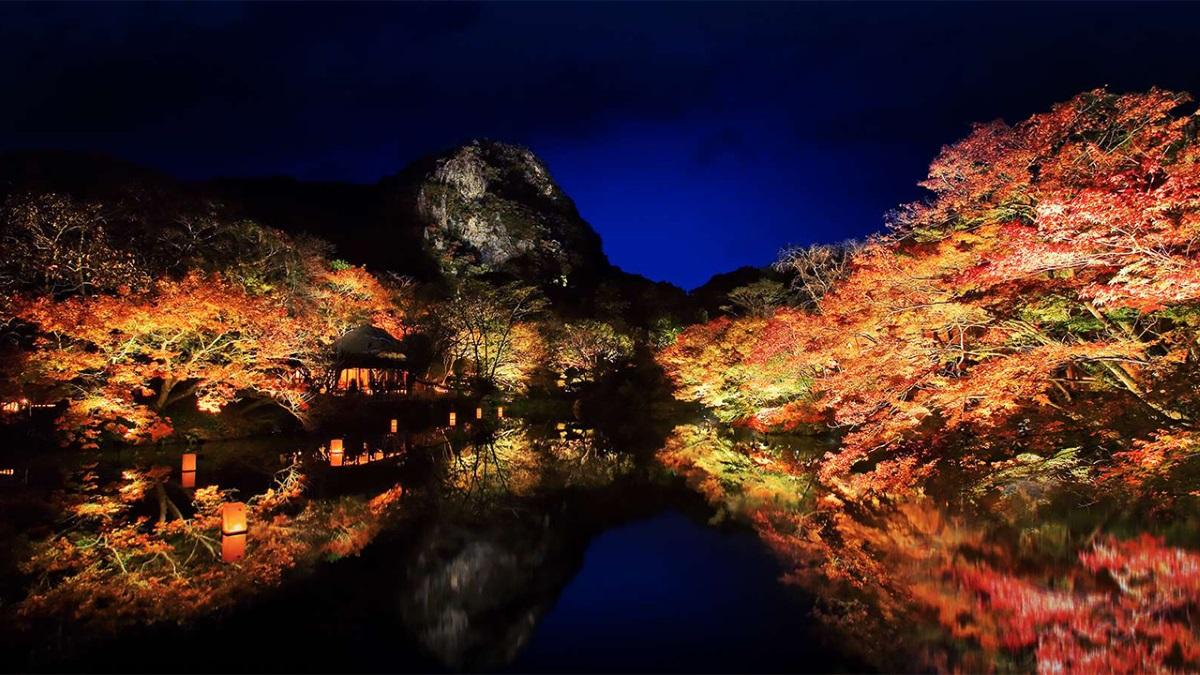 佐賀紅葉景點 #02. 御船山樂園|紅葉期:11月中下旬|地址:佐賀縣武雄市武雄町大字武雄4100 (圖片來源:御船山樂園官網)