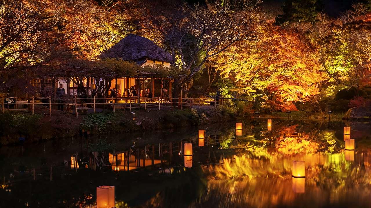 佐賀紅葉景點 #02. 御船山樂園|紅葉期:11月中下旬|地址:佐賀縣武雄市武雄町大字武雄4100 (圖片來源:御船山樂園官網)