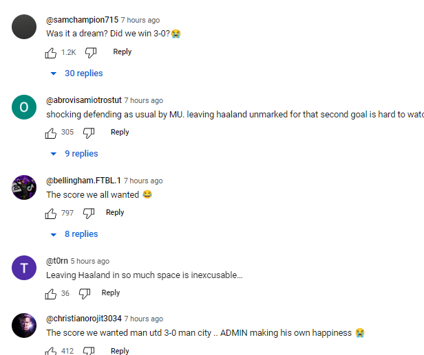 英超|曼聯官方YouTube精華誤稱贏曼城3:0 球迷抽水斥發夢