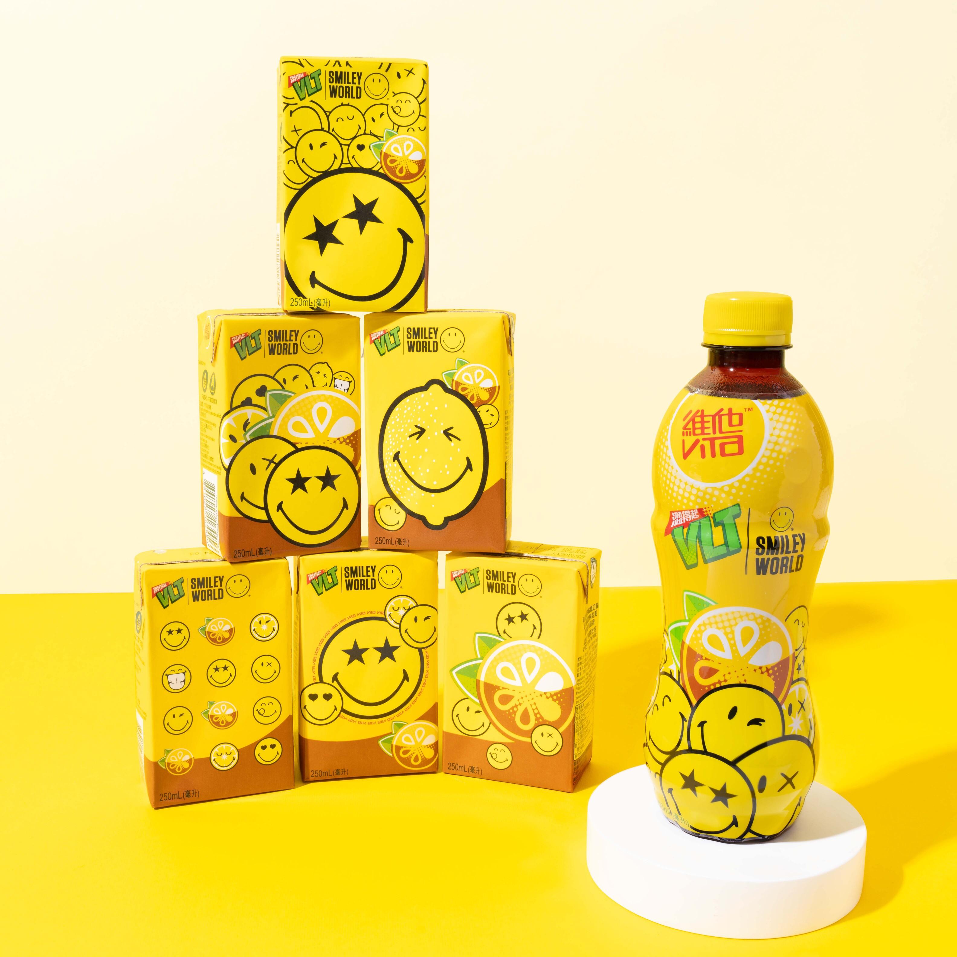 今次VLT破格聯乘SmileyWorld®推出至潮限量版包裝,用各款標誌性的笑臉填滿VLT紙包裝及膠樽裝。