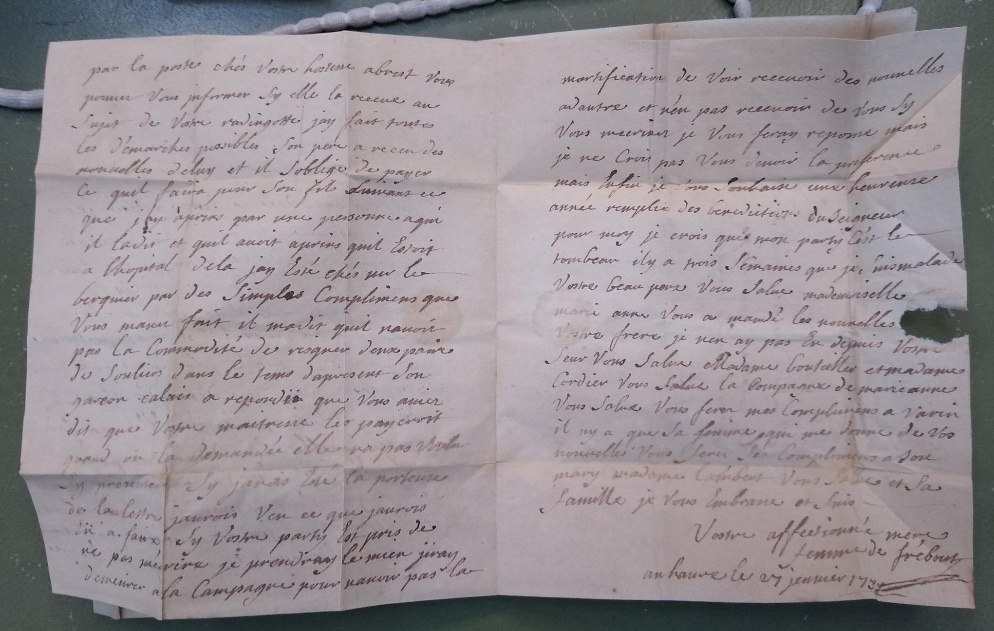 塵封超過260年的18世紀英法戰爭法國水兵家書。(互聯網)