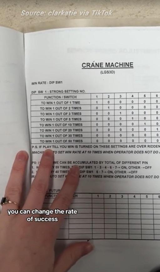 夾公仔機內附使用手冊。(互聯網)