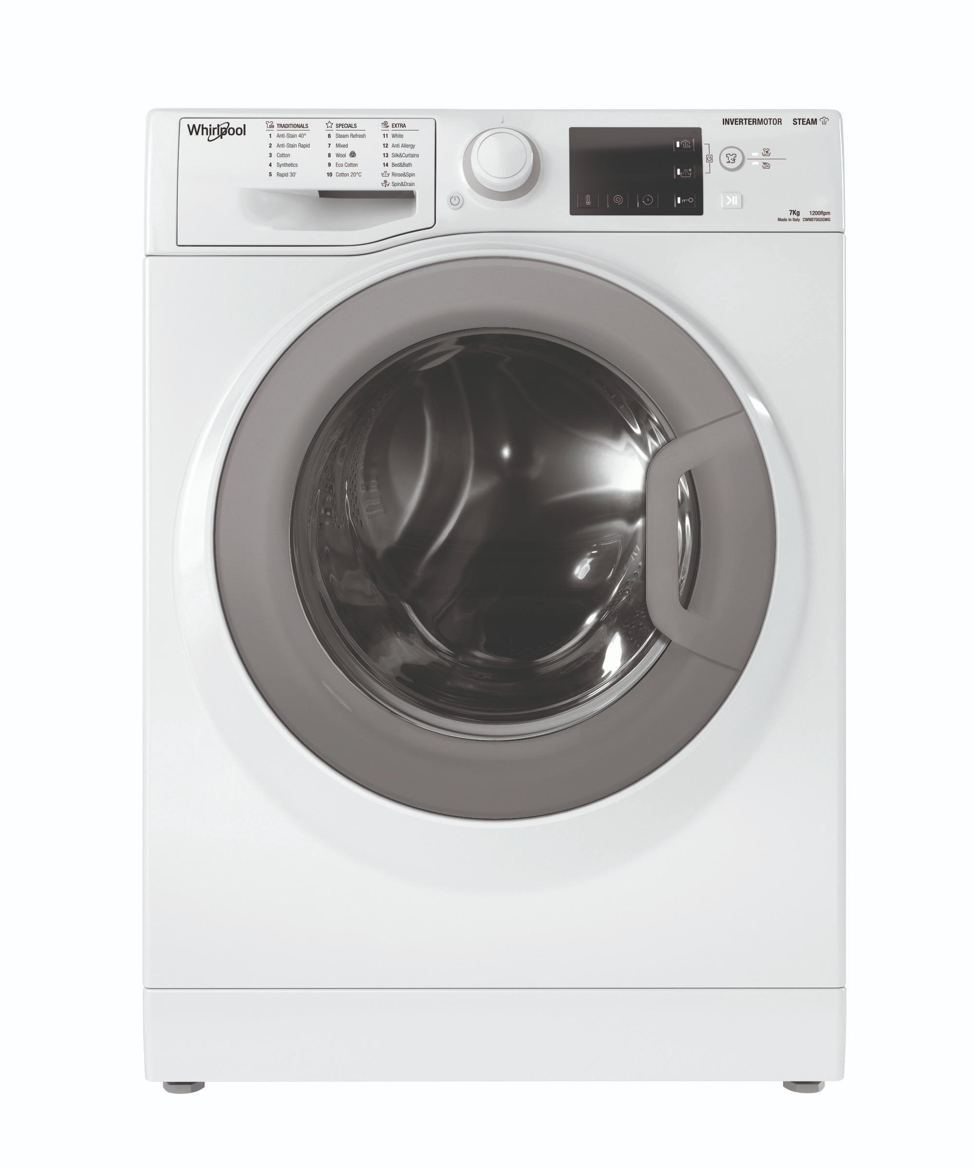 惠而浦網上商店W-Mall年終陳列開倉SteamFit 纖薄前置式洗衣機7公斤 -1200轉(CWNB7002GWG) 建議零售價$6,498、開倉陳列價$1,990、數量5