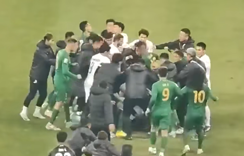 雙方職球員之後開始互雙動粗。(影片截圖)