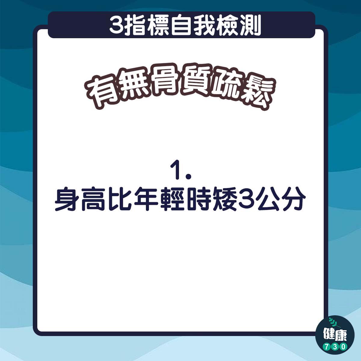 3指標自我檢測有無骨質疏鬆