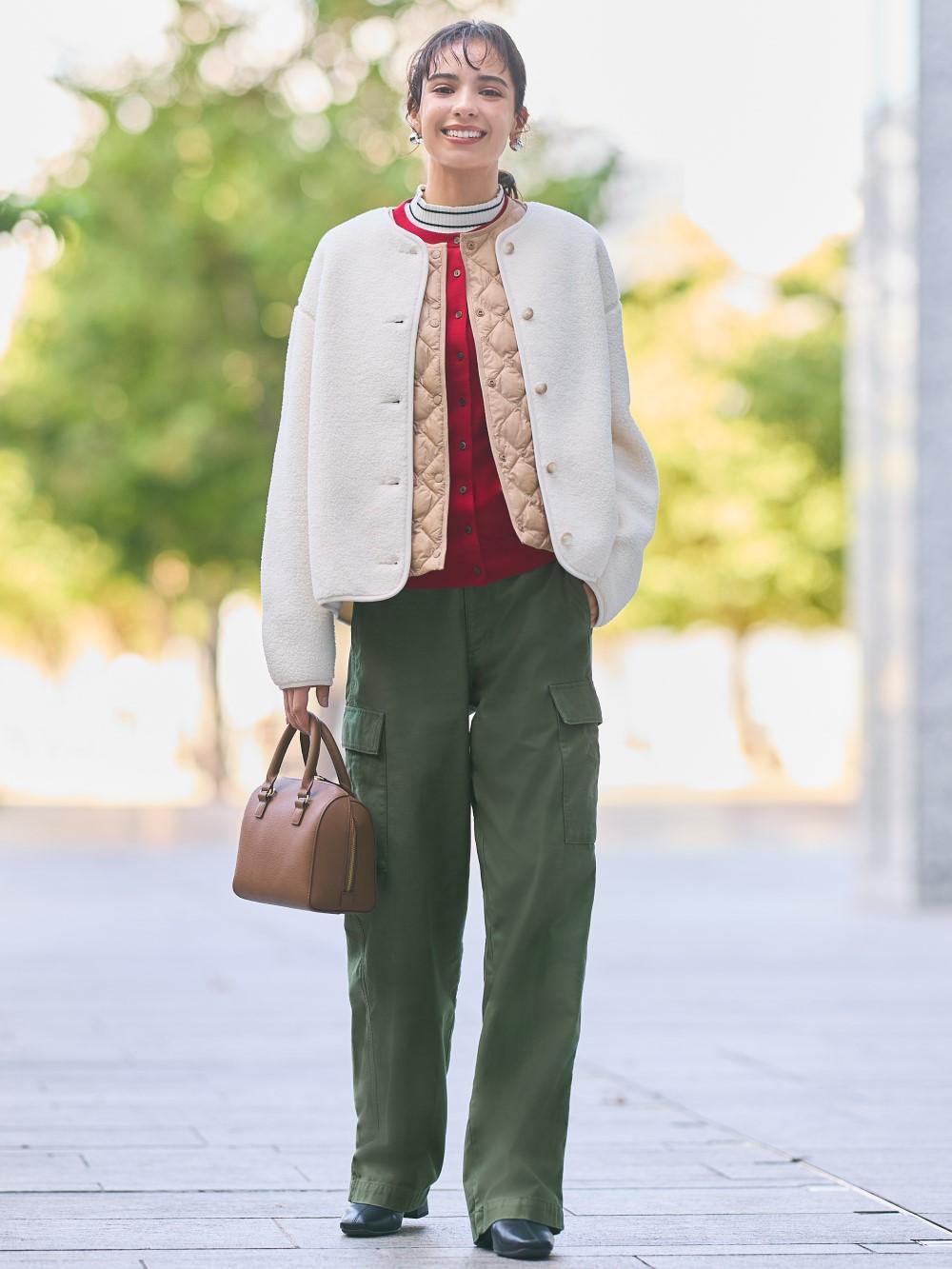 雙11優惠|UNIQLO減價 女裝 寬版直腳工裝褲 (褲內襠長 70-72cm) 461643 特價:$149;原價:$199