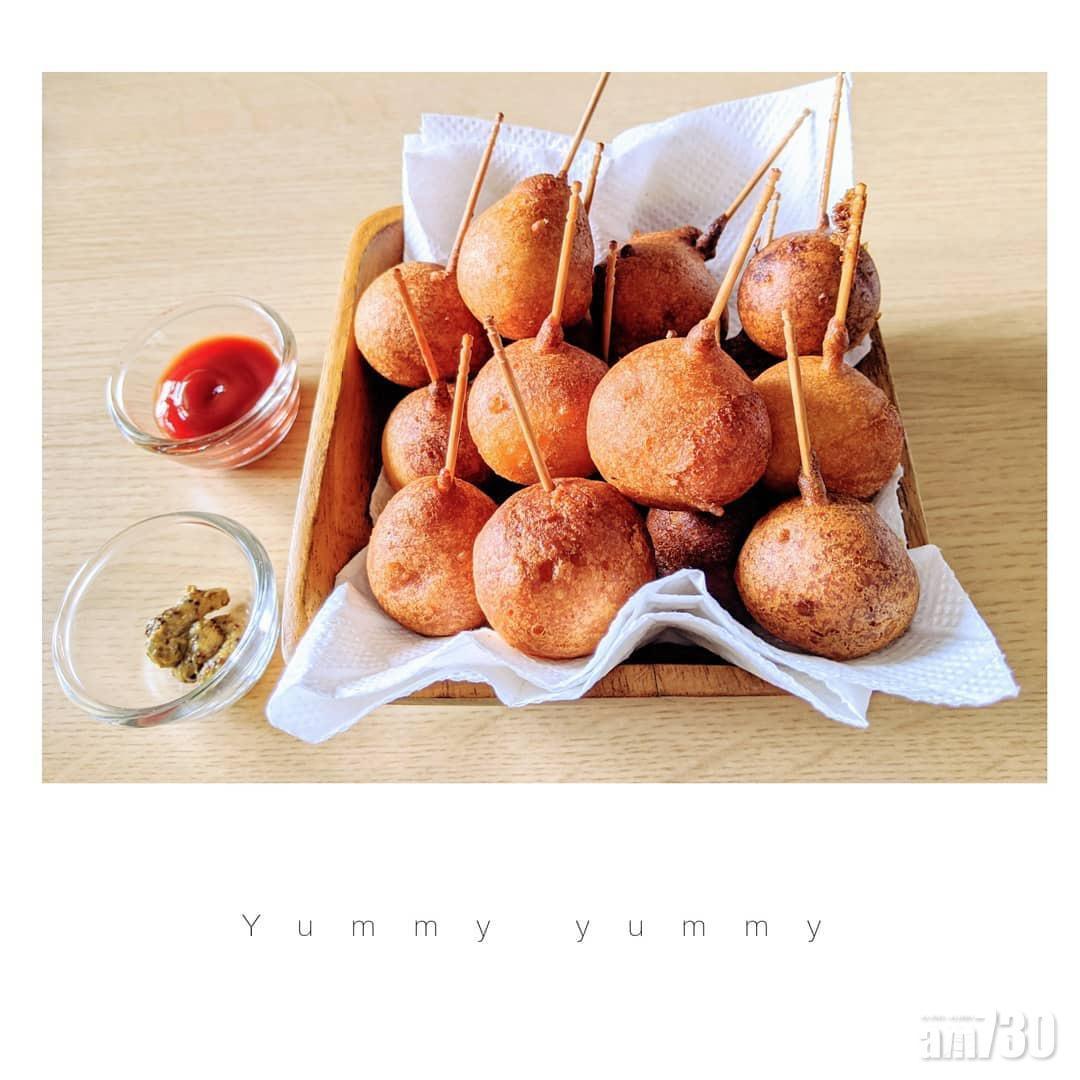 下午茶小食食譜|一口美式熱狗 大家更可以將它變成雞蛋仔的形狀。(Instagram @shibata.san)