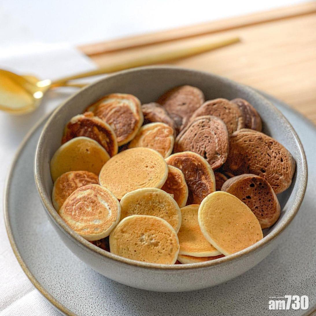 Pancake食譜|香蕉燕麥班戟可以用同樣的麵糊製成迷你班戟。